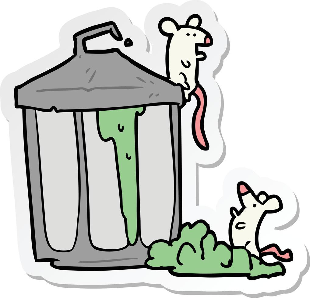 sticker of a cartoon garbage can vector