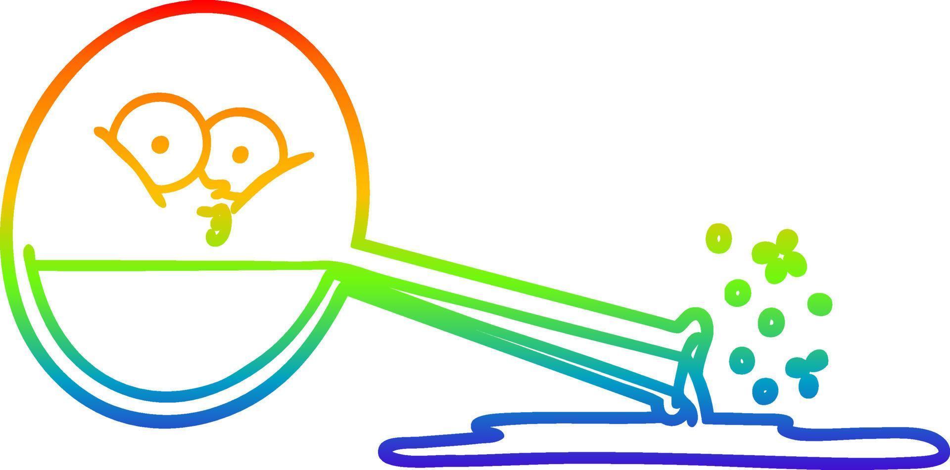 dibujo de línea de gradiente de arco iris productos químicos derramados de dibujos animados vector
