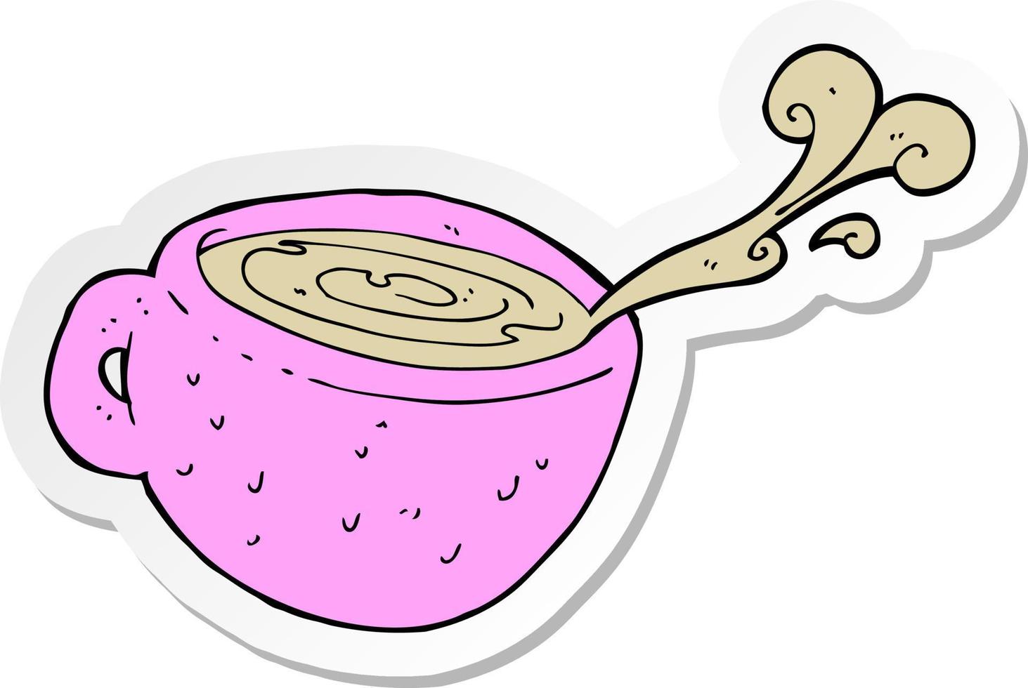 sticker of a cartoon coffee cup vector