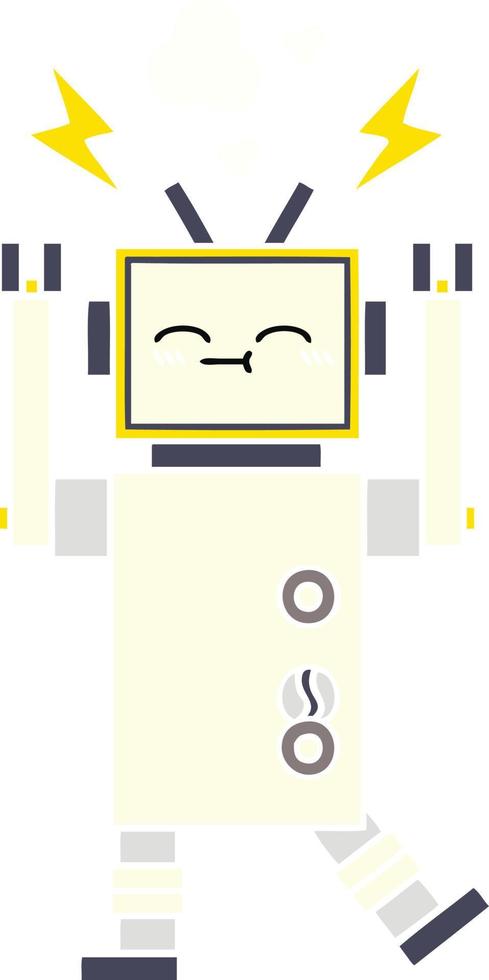 flat color retro cartoon robot vector