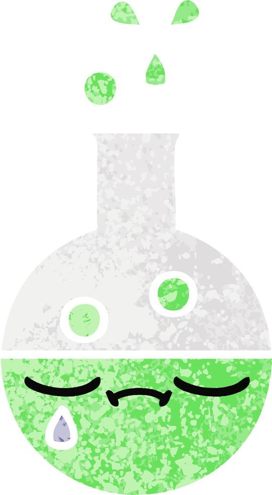 retro illustration style cartoon test tube vector