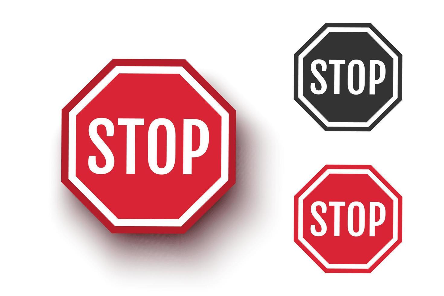 Vector set icons of stop sign