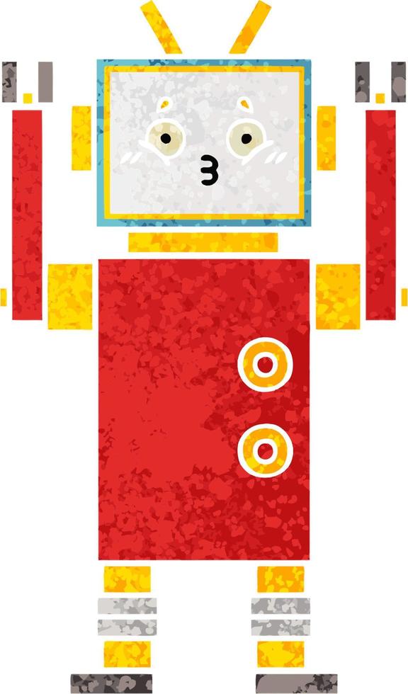 retro illustration style cartoon robot vector
