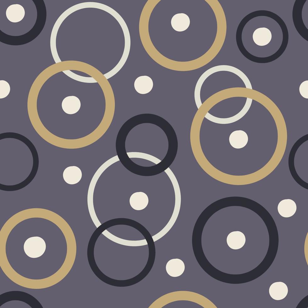 círculos de patrones sin fisuras en la ilustración de vector de estilo abstracto. fondo transparente con círculos caóticos de diferentes tamaños. diseño de moda para impresión, textil, papel tapiz de portada, fondo web.