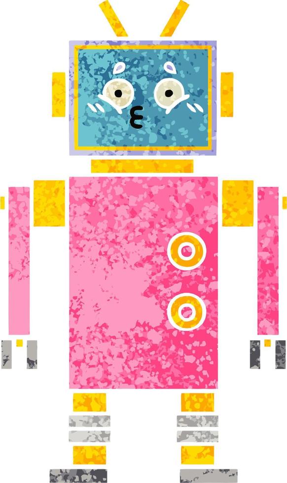 retro illustration style cartoon robot vector