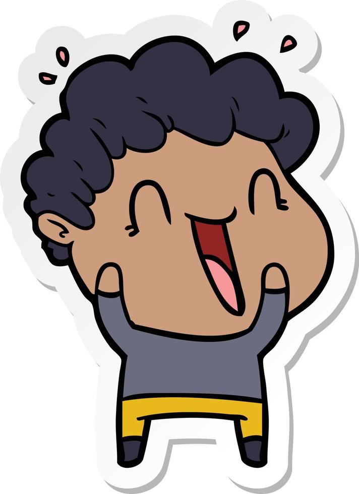 sticker of a cartoon happy man vector