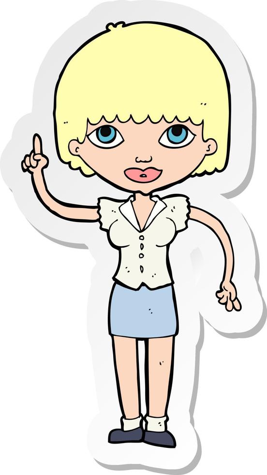 sticker of a cartoon woman with idea vector