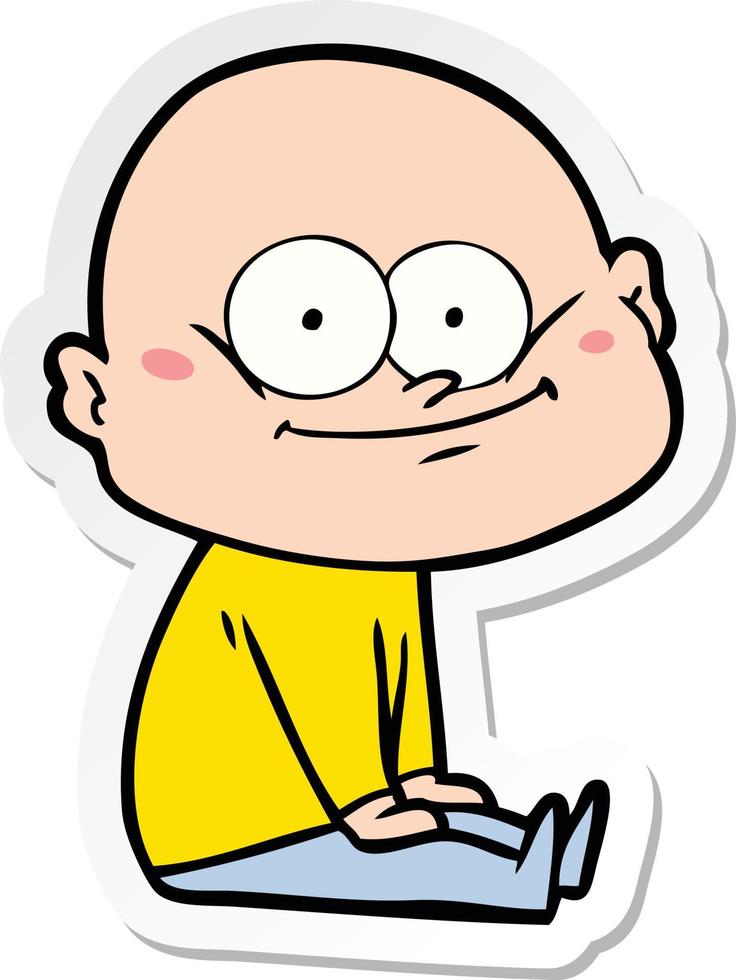 sticker of a cartoon bald man staring vector