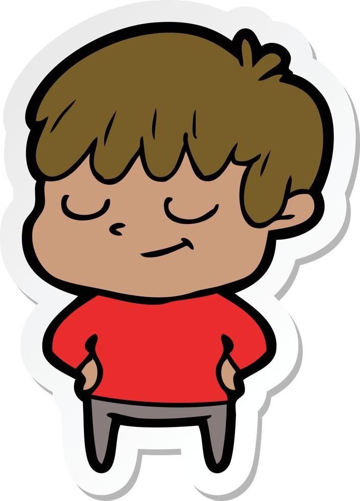 sticker of a cartoon happy boy vector
