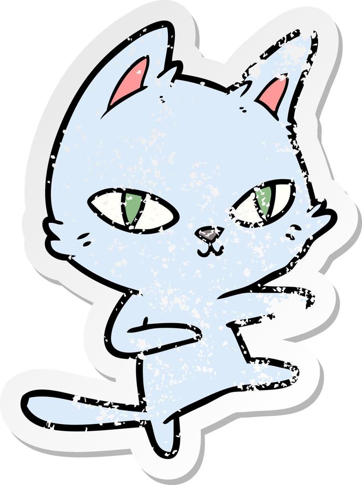 distressed sticker of a cartoon cat dancing vector