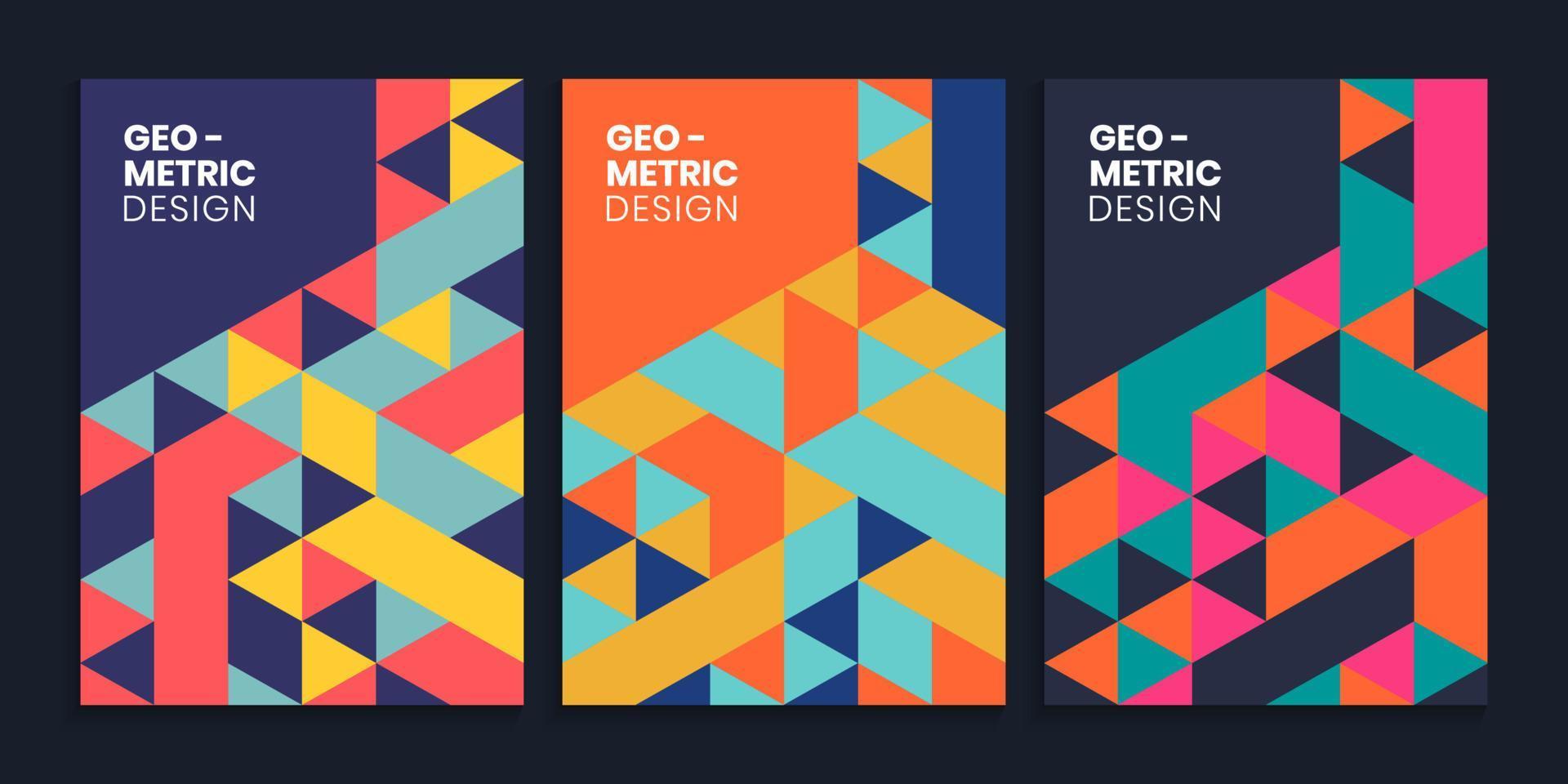 Book cover with colorful geometric triangles vector