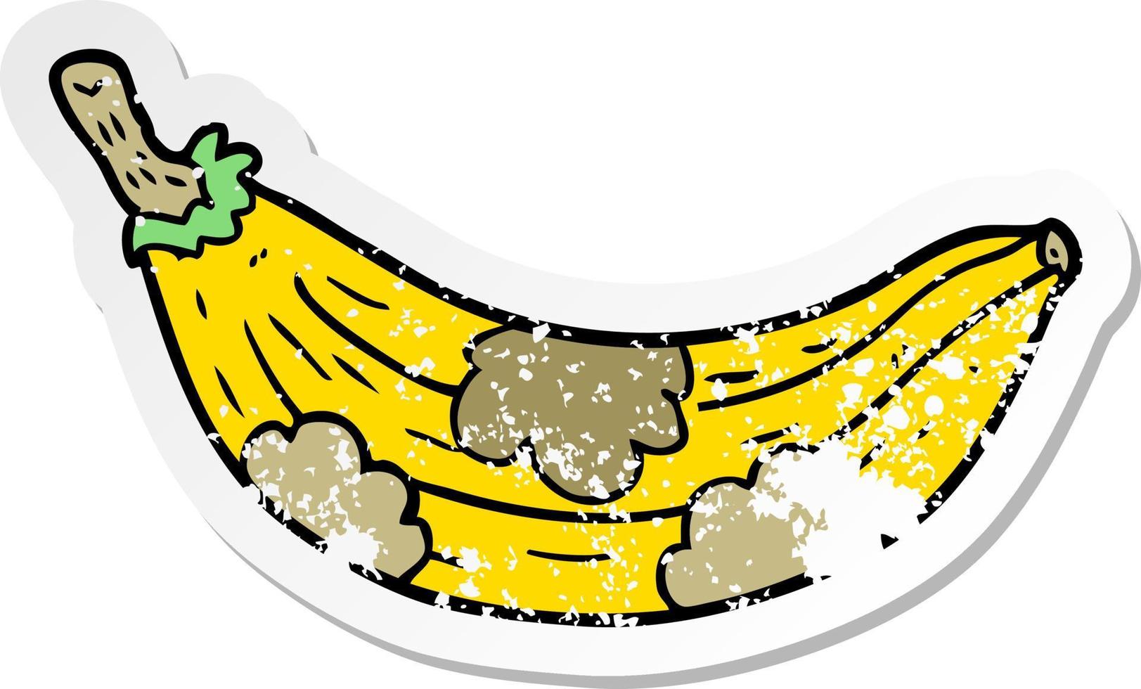 distressed sticker of a cartoon old banana vector