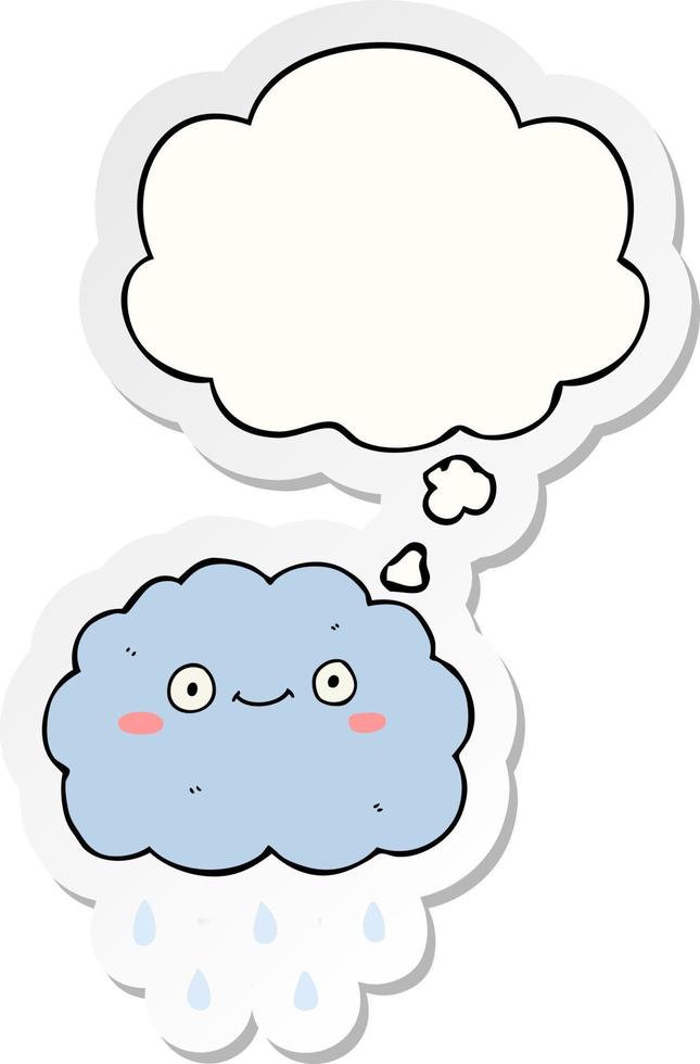 cute cartoon cloud and thought bubble as a printed sticker vector