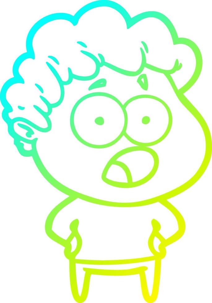 cold gradient line drawing cartoon shocked man vector