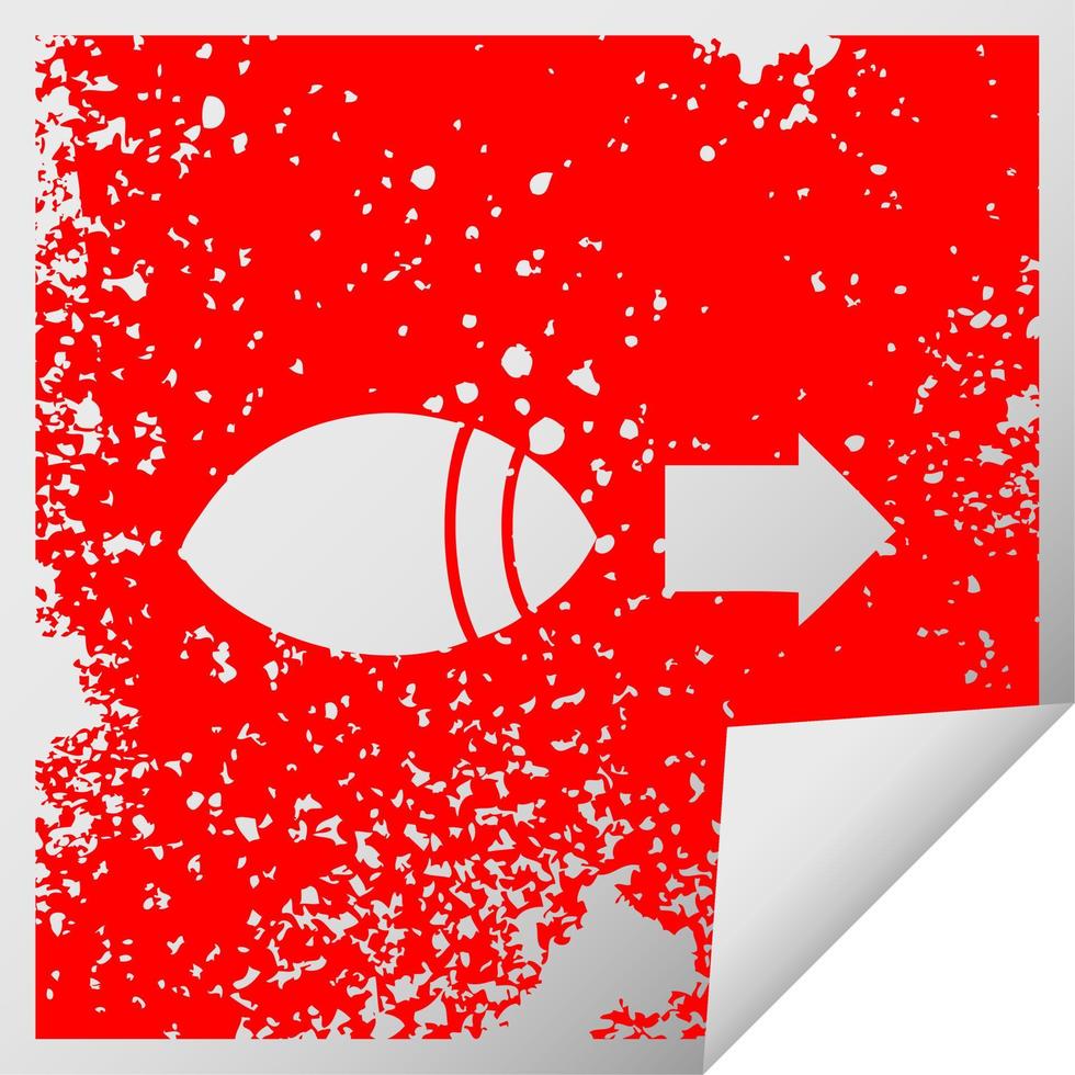 distressed square peeling sticker symbol eye looking to one side vector