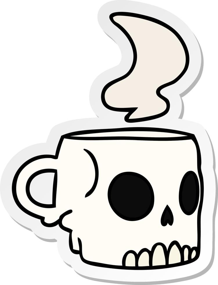 sticker cartoon doodle of a skull mug vector