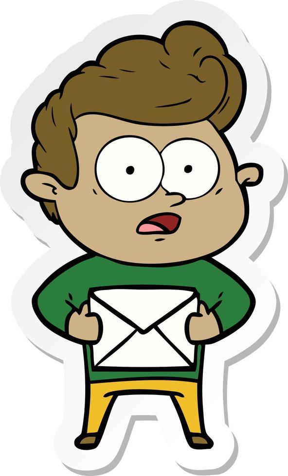 sticker of a cartoon staring man vector