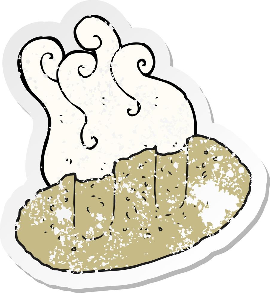 retro distressed sticker of a cartoon bread vector