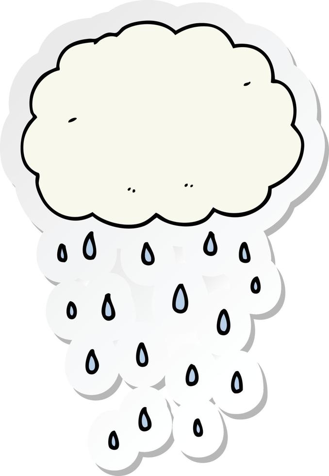 sticker of a cartoon rain cloud vector