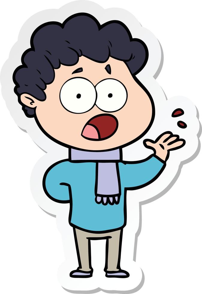 sticker of a cartoon man gasping in surprise vector