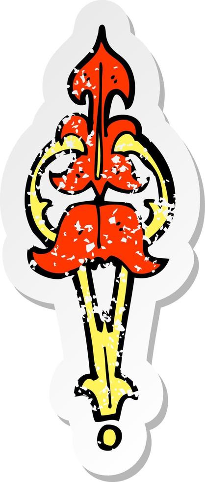 retro distressed sticker of a cartoon ornate clasp vector