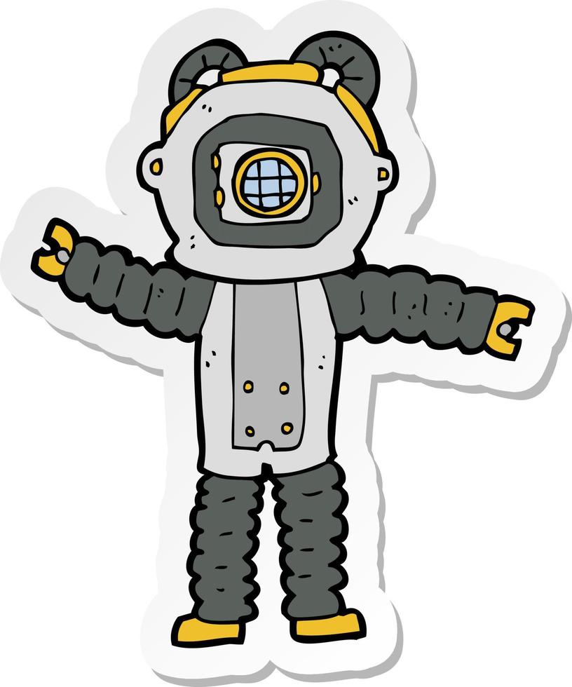 sticker of a cartoon deep sea diver vector