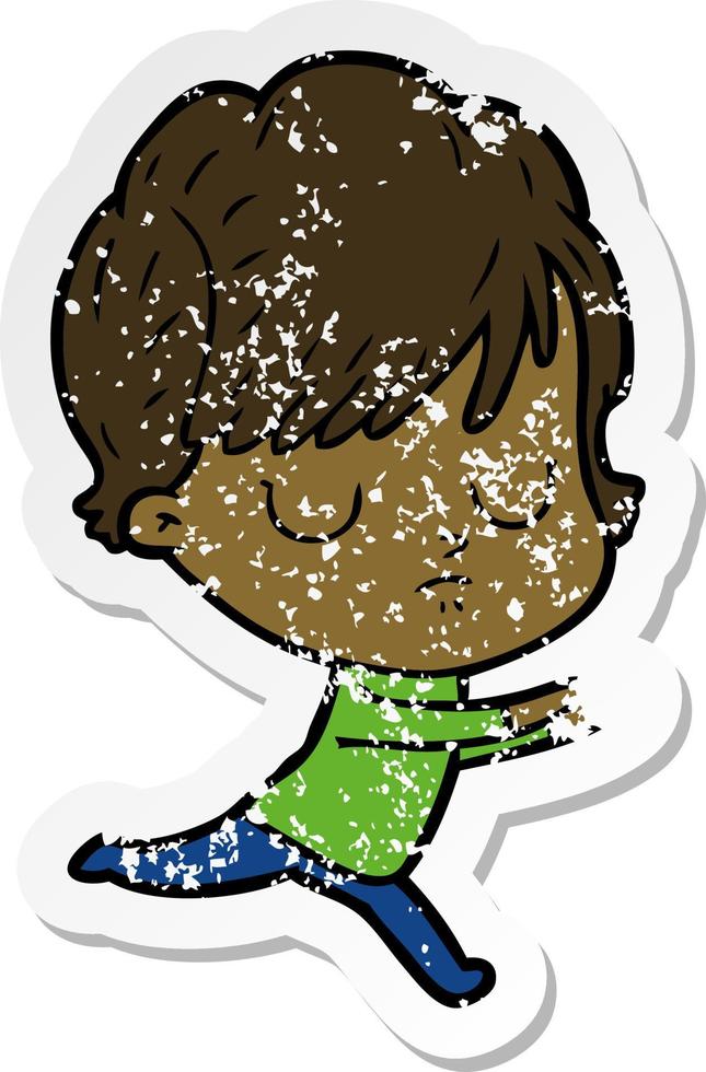 distressed sticker of a cartoon woman vector