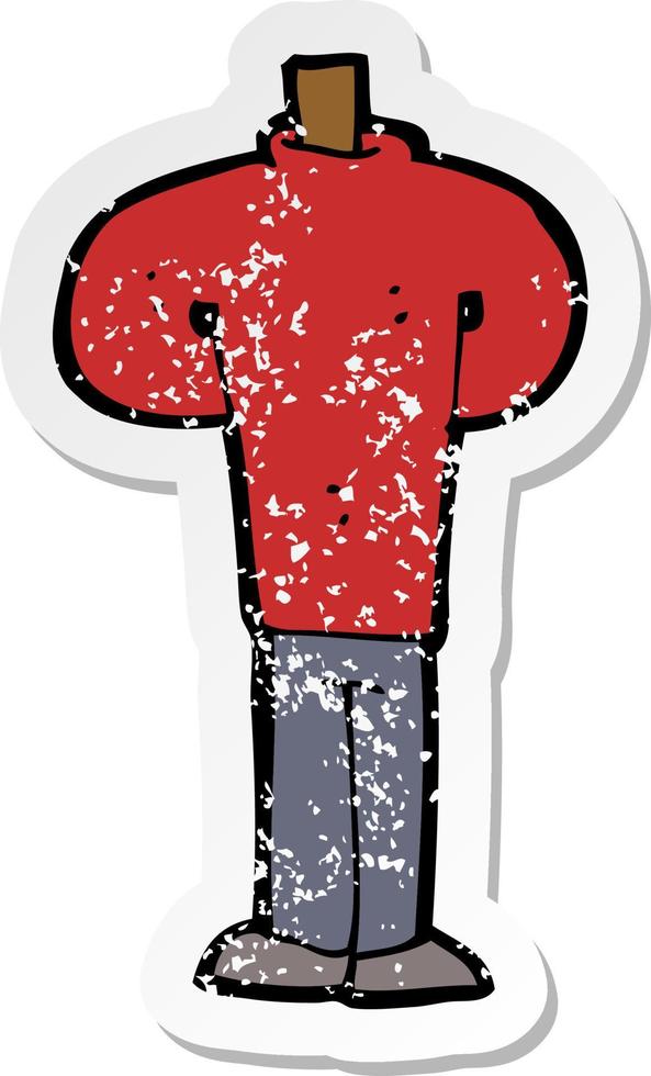 retro distressed sticker of a cartoon body standing still vector
