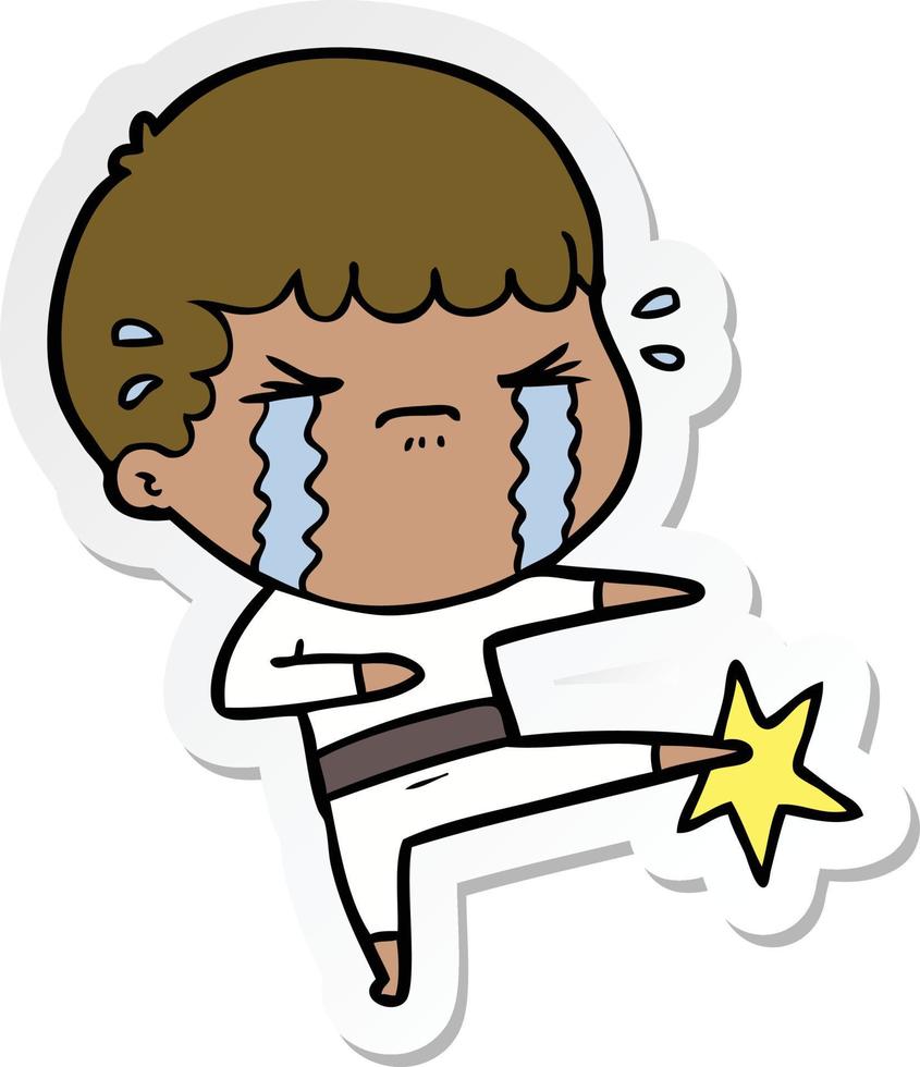 sticker of a cartoon man crying vector