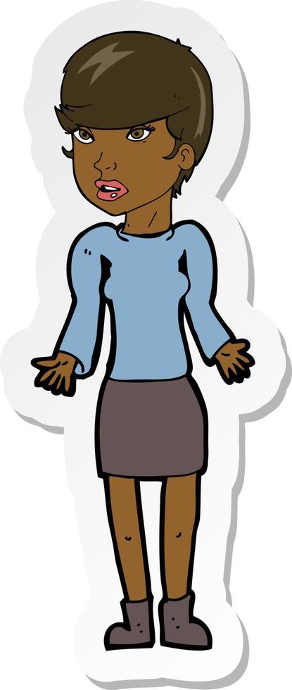 sticker of a cartoon confused woman vector