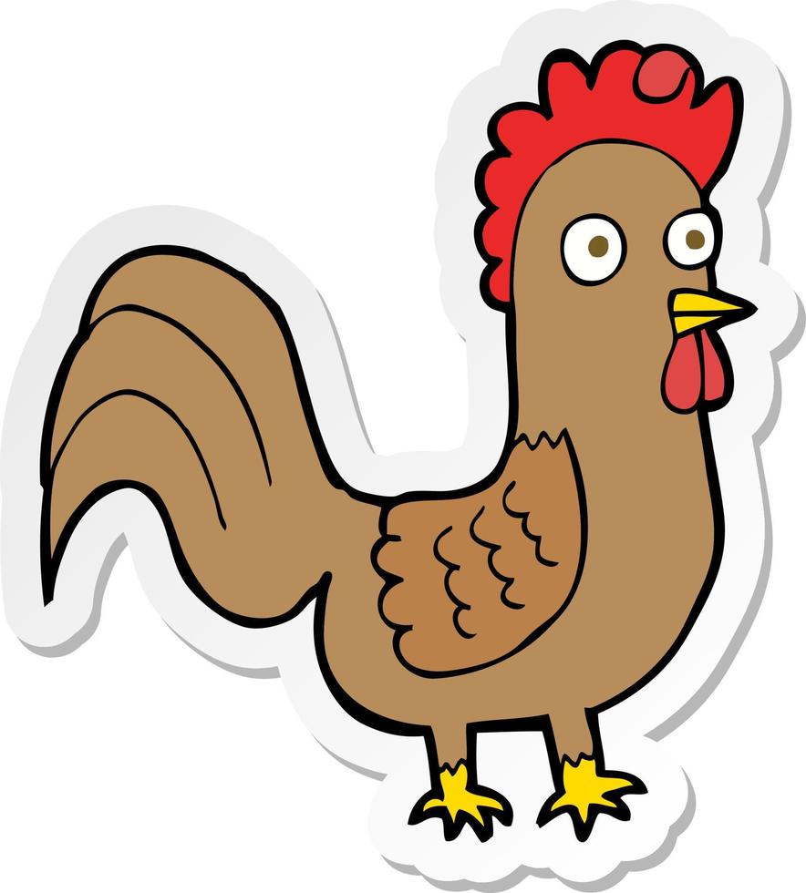 sticker of a cartoon rooster vector