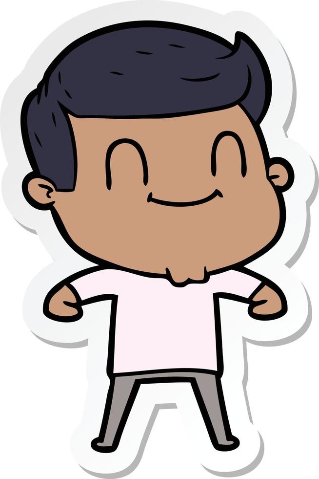 sticker of a cartoon friendly man vector