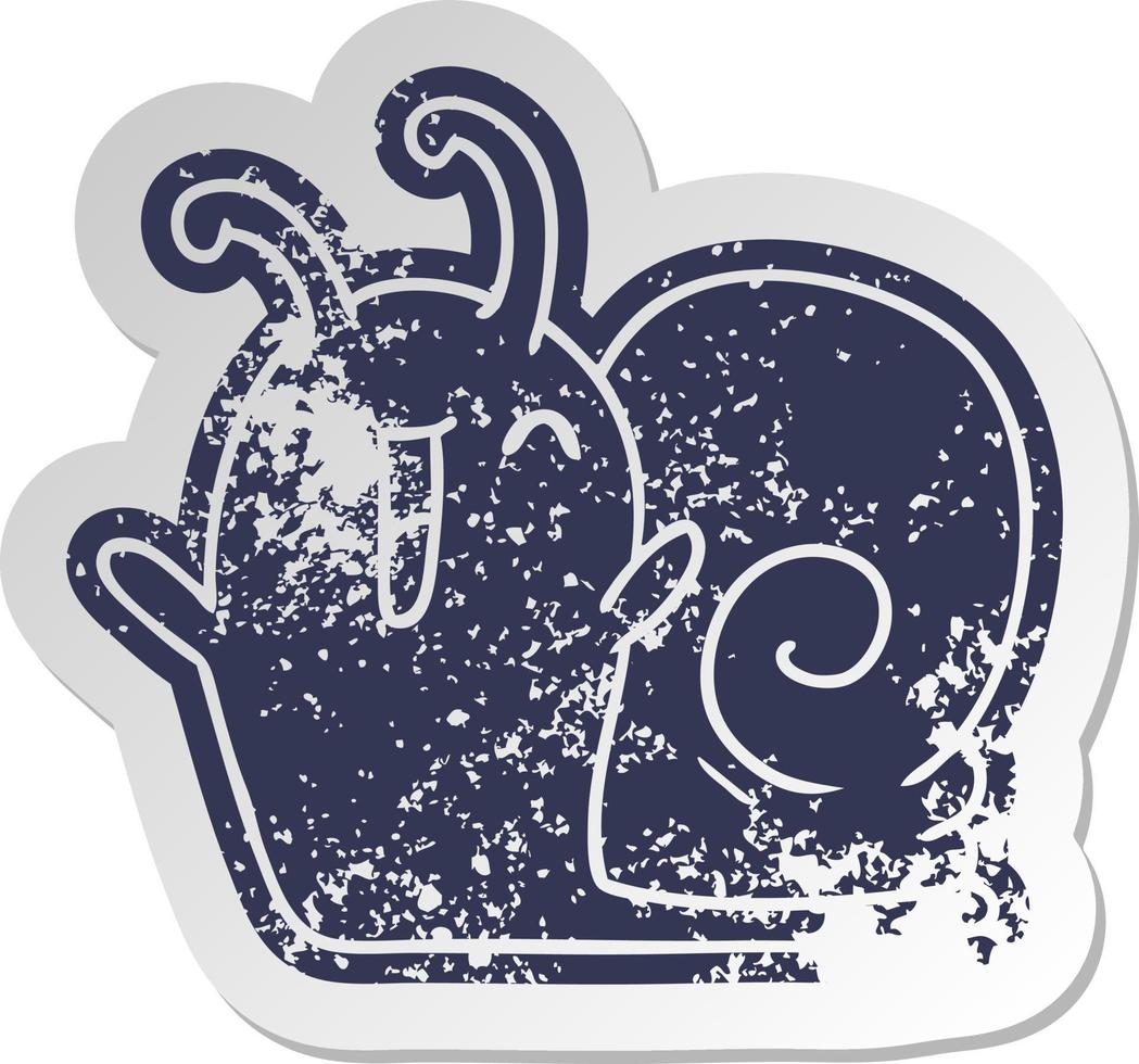 distressed old sticker kawaii happy cute snail vector