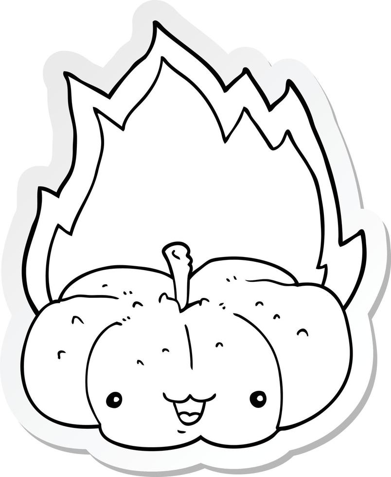 sticker of a cartoon flaming pumpkin vector