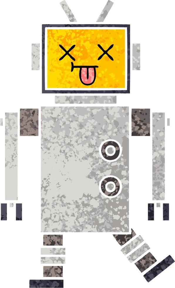 retro illustration style cartoon robot vector