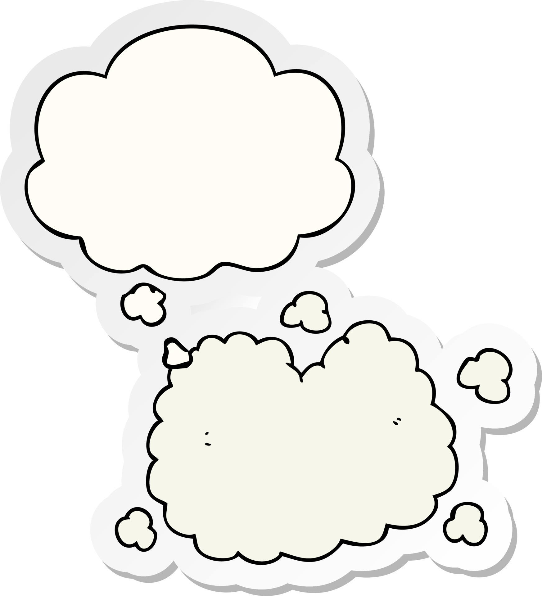 cartoon smoke cloud and thought bubble as a printed sticker 10475411 Vector  Art at Vecteezy