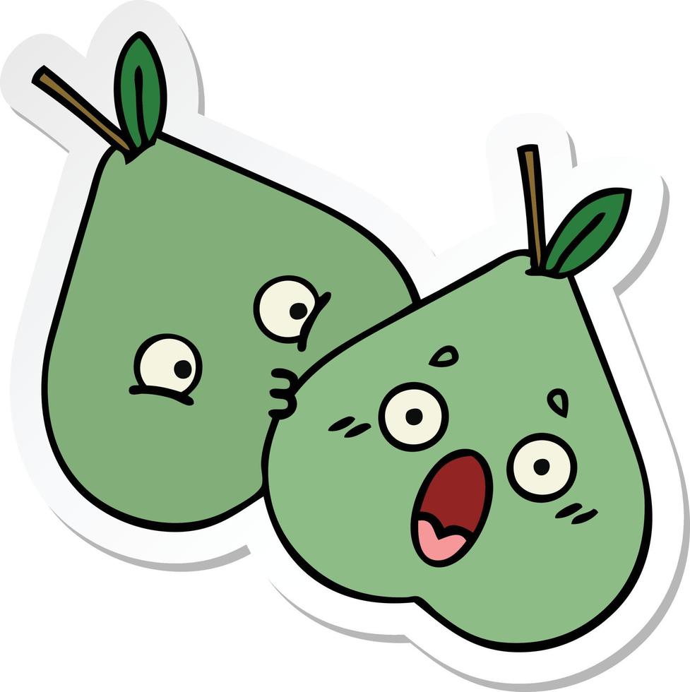 sticker of a cute cartoon green pear vector