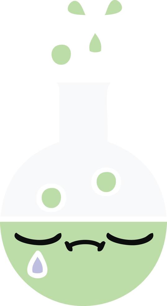 flat color retro cartoon test tube vector