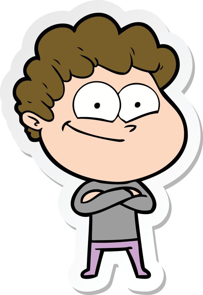 sticker of a cartoon happy man vector