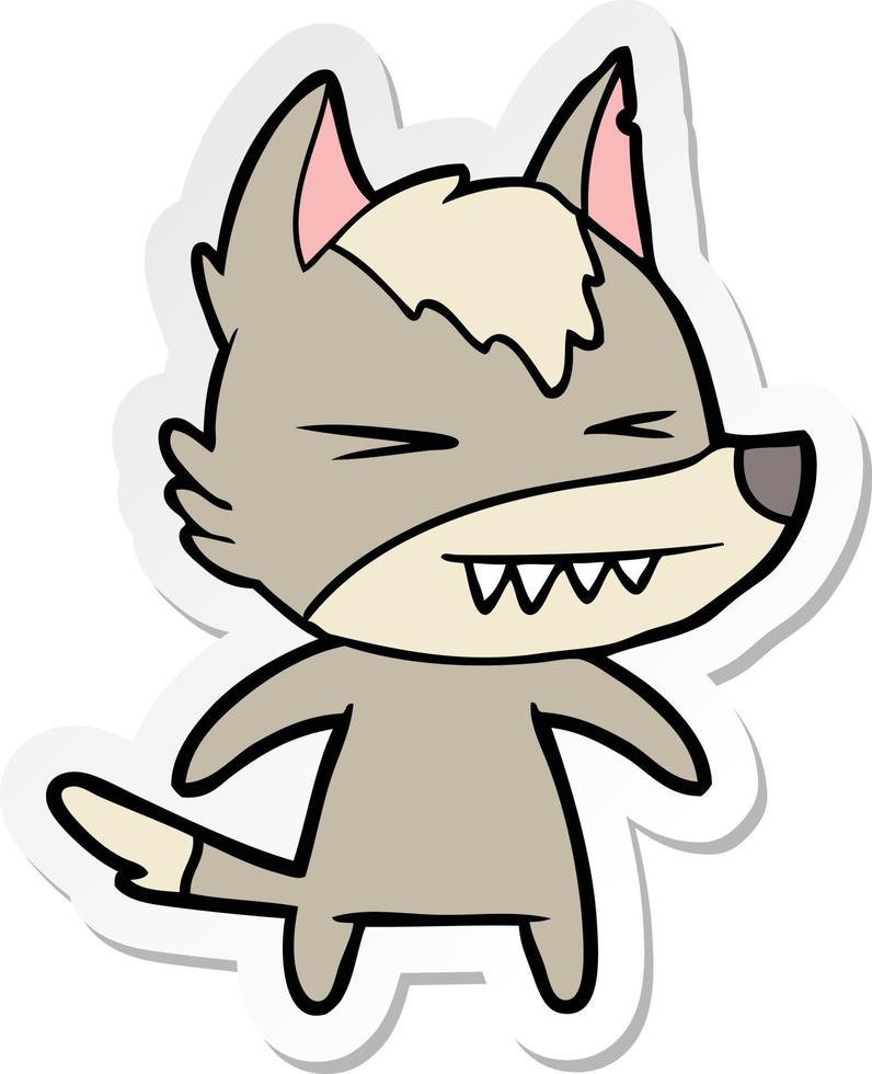 sticker of a angry wolf cartoon vector
