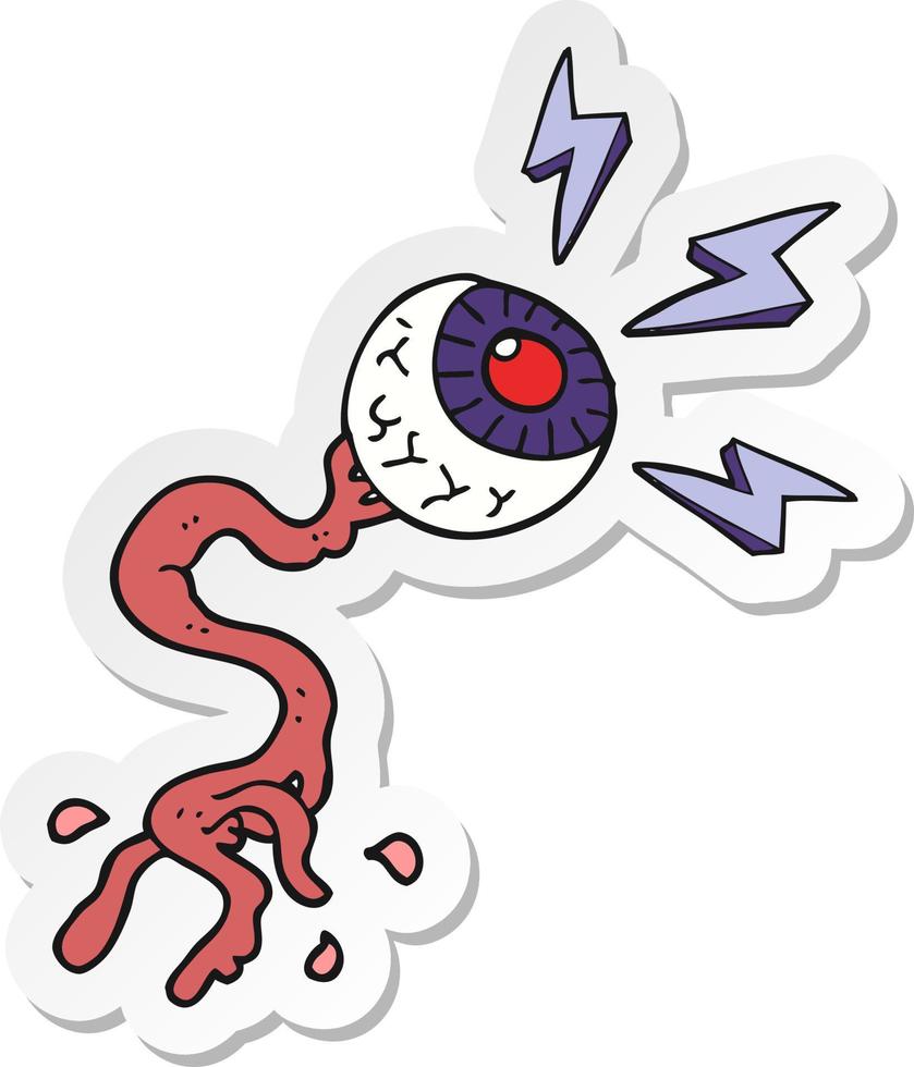 sticker of a cartoon gross electric halloween eyeball vector