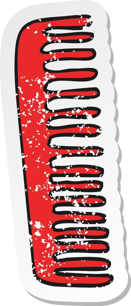 retro distressed sticker of a cartoon comb vector