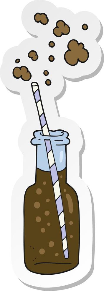 sticker of a cartoon fizzy drink bottle vector