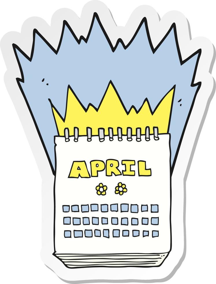 sticker of a cartoon calendar showing month of April vector