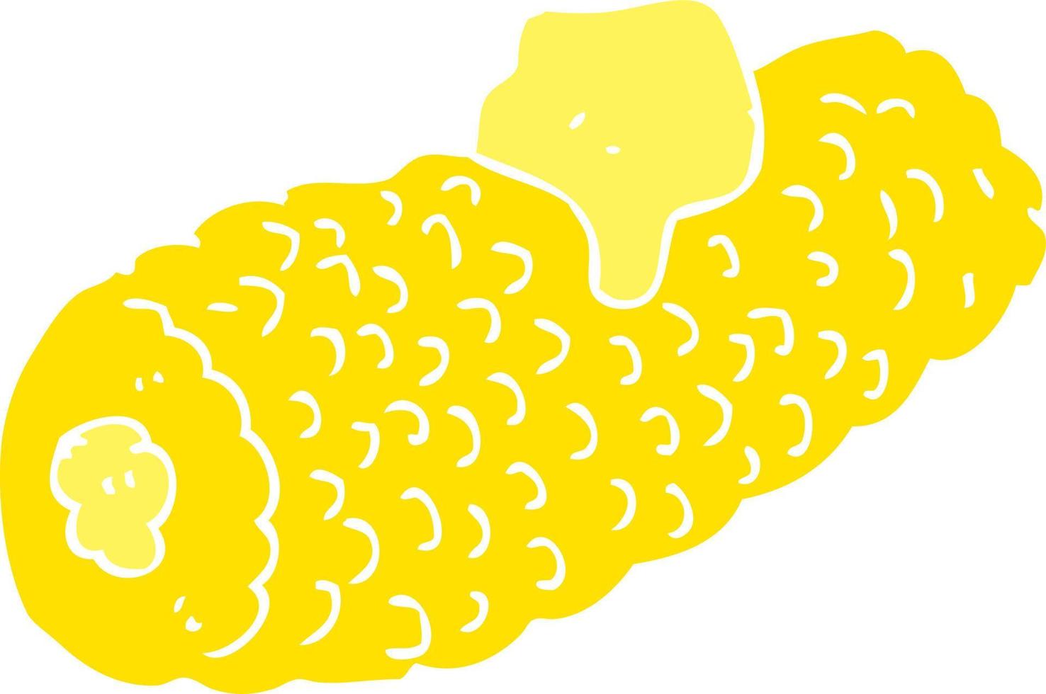 ilustración de color plano de una mazorca de maíz de dibujos animados con mantequilla vector