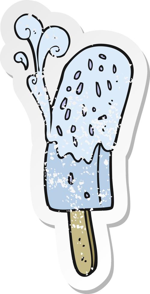 retro distressed sticker of a cartoon ice lolly vector