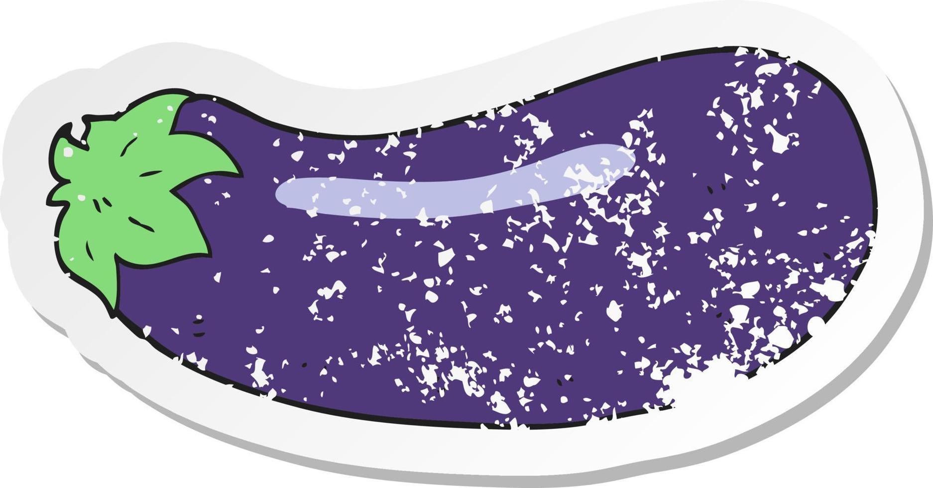 retro distressed sticker of a cartoon eggplant vector