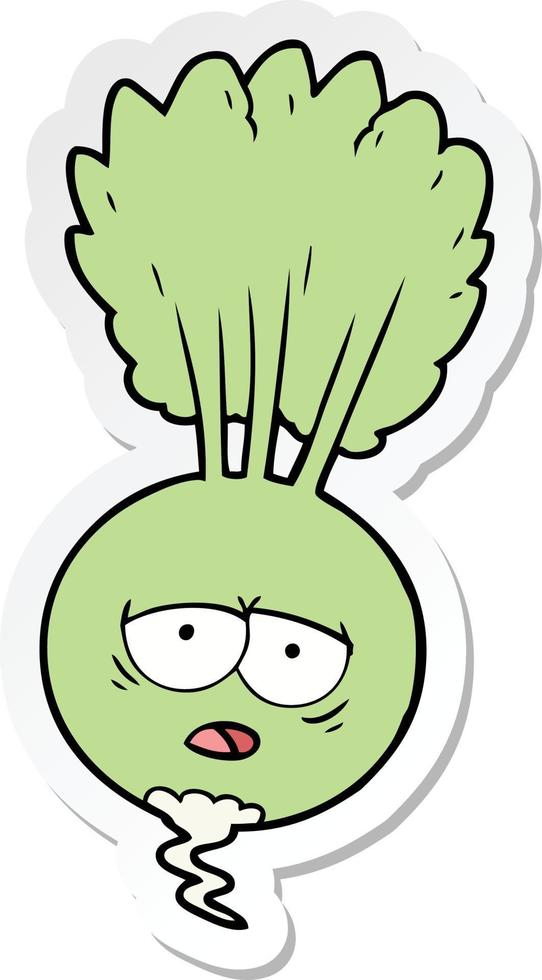 sticker of a cartoon root vegetable vector