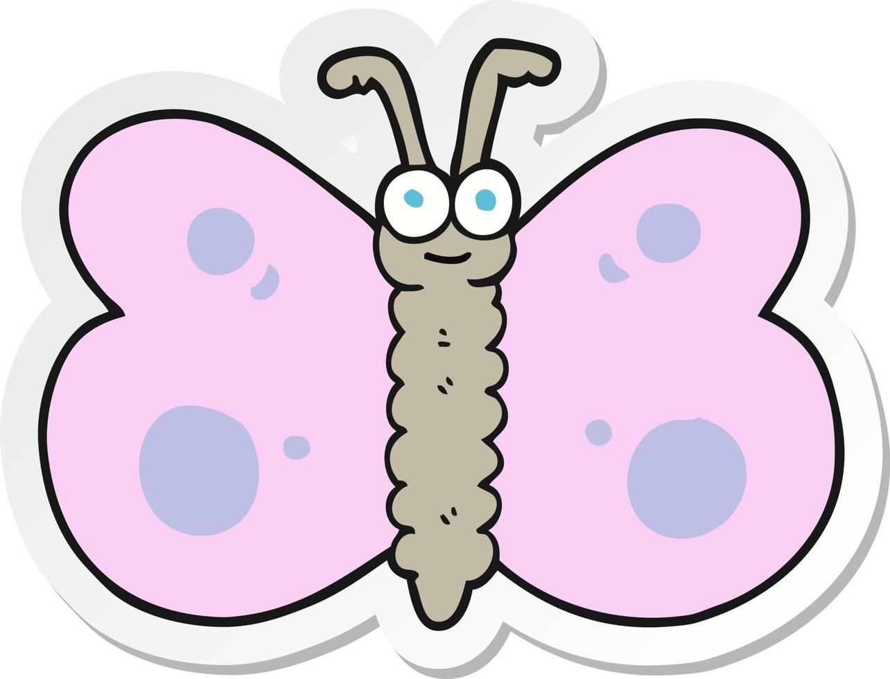 sticker of a cartoon butterfly vector
