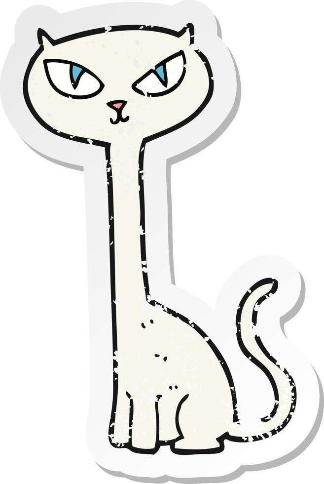retro distressed sticker of a cartoon cat vector